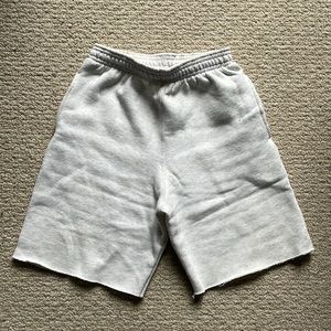 Light grey heathered elastic waist high rise shorts
